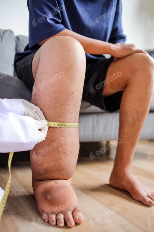 Preview: Doctor Checking Patient Foot That Suffering From Edema, Filariasis Or Lymphatic Filariasis