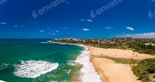 Preview: Aerial panoramic images of Dicky Beach, Caloundra, Australia