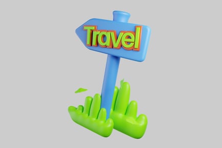 Preview: Travel signpost with greenery accents