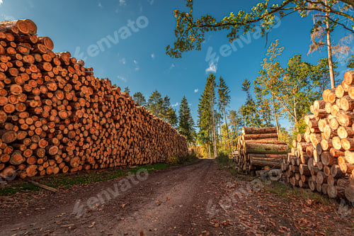 Preview: Stored in forest tree felling in Poland. Nature in Poland,