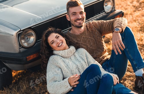 Preview: Beautiful young couple enjoying time together outdoor.