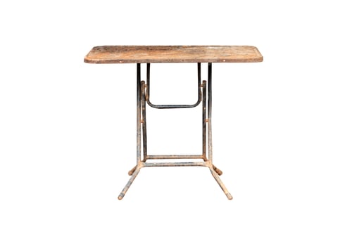Preview: Rust old steel folding table dirty with scratches isolated on white background