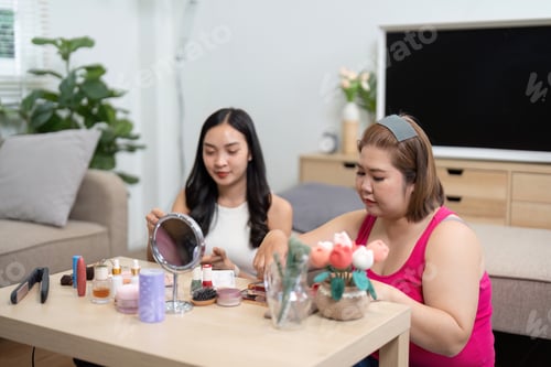 Preview: Beauty Routine and Self-care. Friends engaged in a relaxing beauty routine at home.