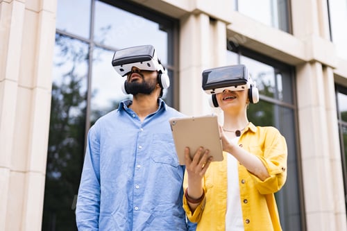 Preview: Couple Experiencing Virtual Reality Outside