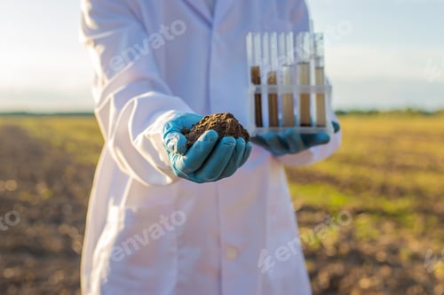 Preview: Field soil samples for analysis. Selective focus.