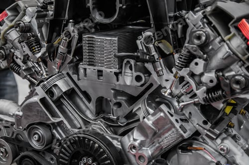 Preview: cross view with car engine
