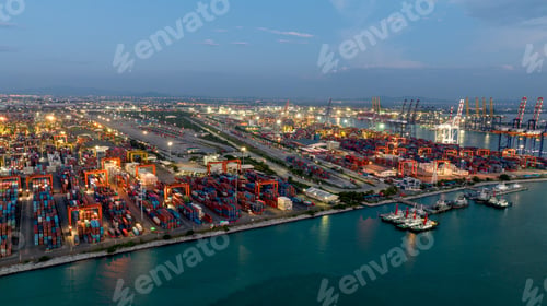 Preview: Shipyard Cargo Container Sea Port Freight forwarding service logistics and transportation.