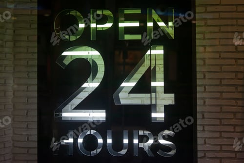 Preview: Sign in the store ‘Open 24 Hours, small business