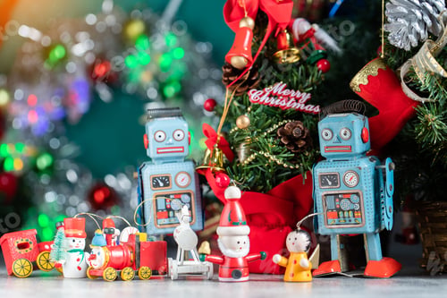 Preview: Christmas Background Of Defocused Lights With Decorated Tree