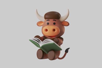 Preview: Cartoon ox reading book