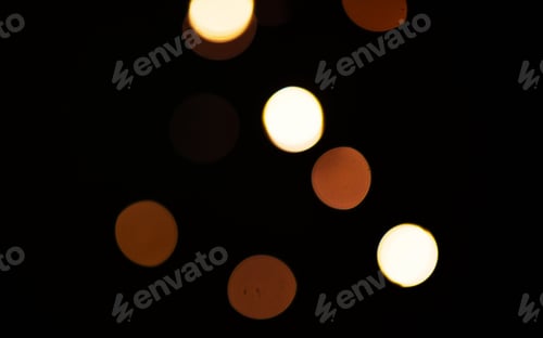Preview: Gold, lights and bokeh on dark blurred background for New Year, Christmas or festive fireworks cele