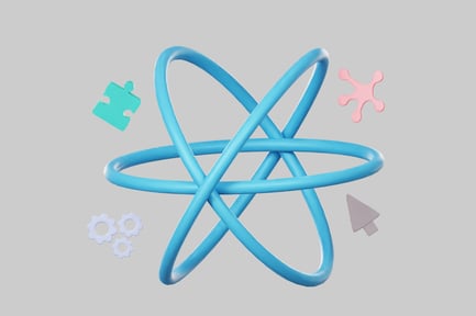 Composição abstrata com laço torcido azul