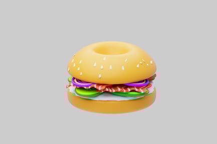 Cartoon food burger donut bun