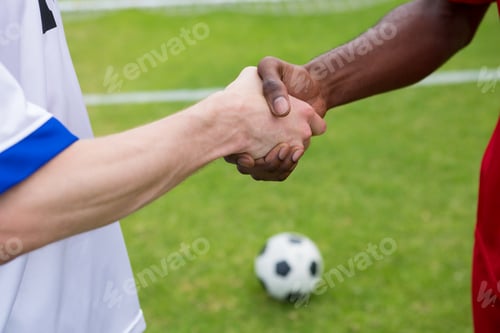 Preview: Cropped image of soccer player doing handshake