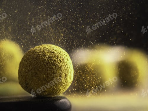 Preview: Homemade truffles with matcha tea powder,copyspace