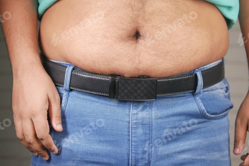 Preview: man with excessive belly fat, overweight concept