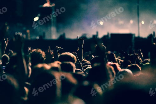 Preview: crowd partying stage lights live concert summer music festival