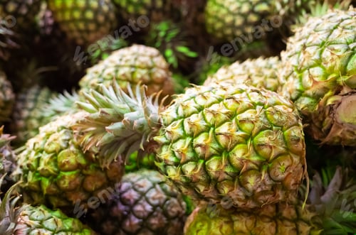 Preview: Group Of Pineapple Fruit At Traditional Marketplace In Taiwan
