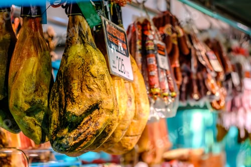 Preview: Spanish ham jamon at Barcelona market