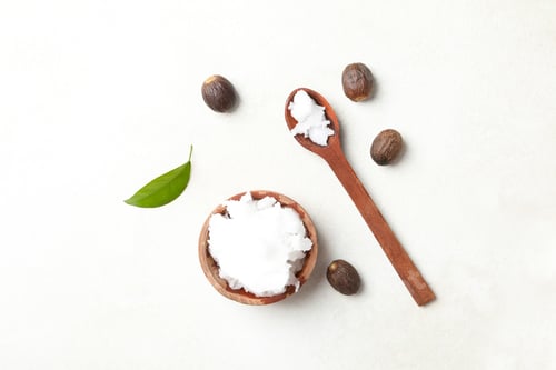 Preview: Concept of skin care cosmetics, Shea butter, top view