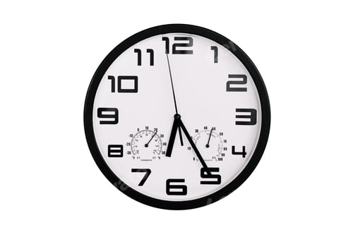 Preview: Clock with arabic numerals on wall shows 18:25 , 6:25