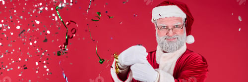 Preview: Smiling Santa Claus Holding Christmas Decorations