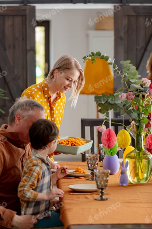 Preview: Family are getting ready for Easter dinner.