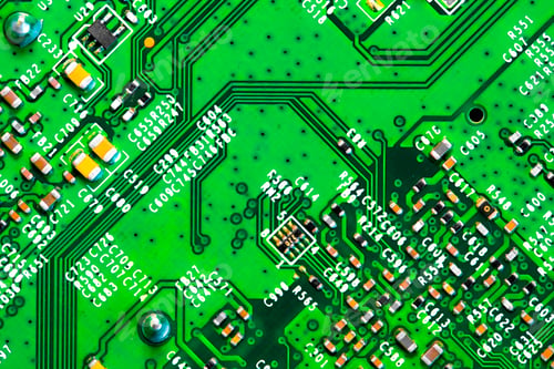 Preview: Close up of components and microchips on PC circuit board