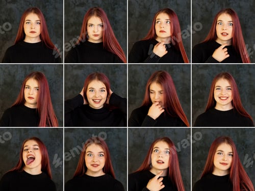 Preview: Teen Expressing Various Emotions in Studio Portraits