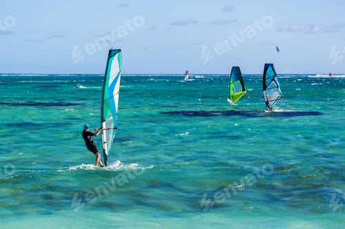 Preview: Windsurfers on the Le Morne beach in Mauritius