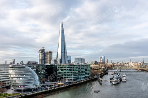 Preview: Aerial view on Thames and London city, England, UK