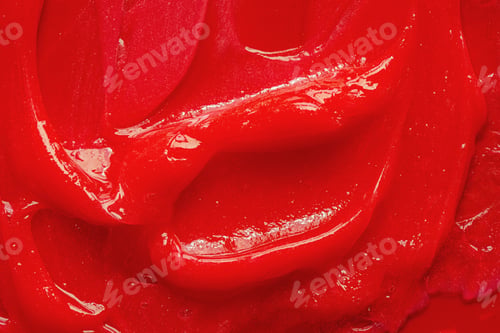 Preview: Red gel texture. Cosmetic clear liquid cream smudge. Skin care product sample closeup. Toothpaste or
