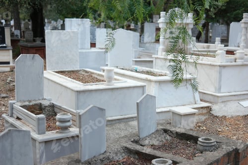 Preview: Graves and tombstones at Muslim cemetery.