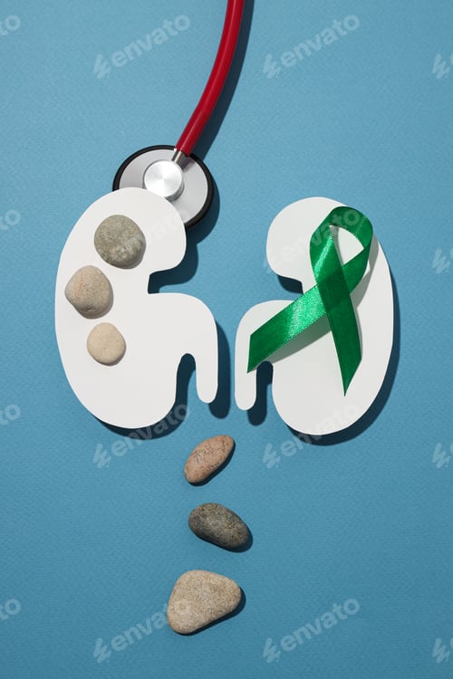 Preview: Health care concept, kidneys on a blue background.