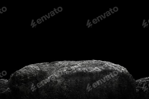 Preview: Stone podium on dark black background.