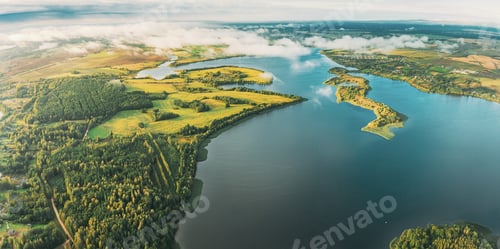 Preview: Lyepyel District, Lepel Lake, Beloozerny District, Vitebsk Region. Aerial View Of Residential Area