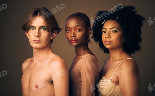 Preview: Diversity, beauty and skin, portrait and people, dermatology and inclusion isolated on studio backg