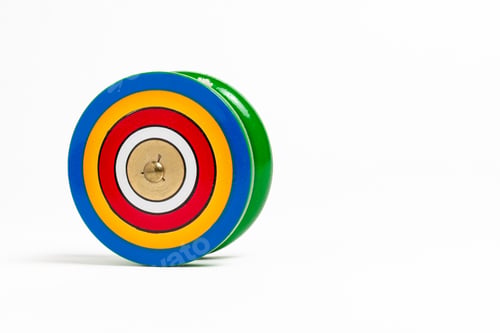 Preview: Detailed Colorful Wooden Yo Yo Toy isolated on white background. Classic Skill Game Fun