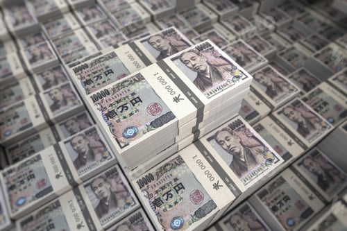 Preview: Yen packs background. Growth of income and financial prosperity concept.