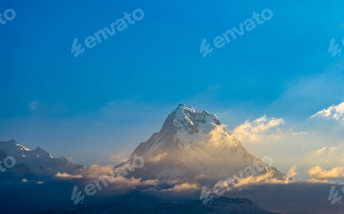 Preview: Beautiful shining mount Annapurna south range at Nepal