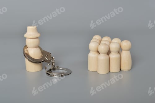 Preview: Prisoner with handcuff.Corruption,crime due to fraud, money laundering business or supply chain scam