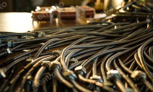 Preview: Huge bunch of metal flexible shield tubes with nuts