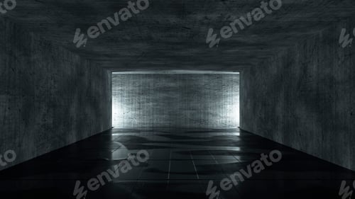 Preview: Abstract long dark empty tunnel interior 3d render