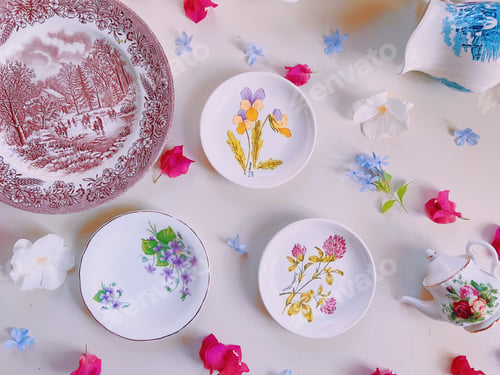 Preview: Vintage floral plates
