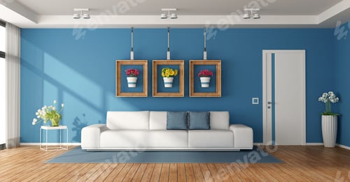 Preview: White and blue living room