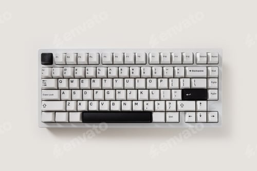 Preview: Modern mechanical keyboard. Minimal style and design keyboard. Custom build keyboard.