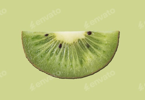 Preview: Fresh sliced kiwi poster on green background. Top view and macro