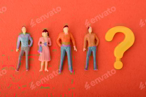 Preview: A row of staff members stands united, confronted by a significant question mark denoting the issue