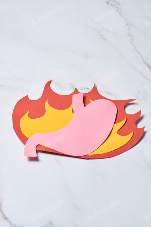 Preview: Stomach on fire. Concept of gastritis and stomach ulcers.