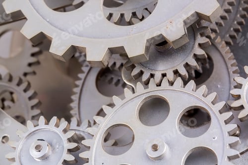 Preview: Close view of old clock mechanism with gears and cogs. successful business design.